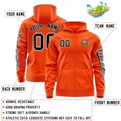 Orange Black Full-Zip Varsity Letterman Jacket Hoodie 4