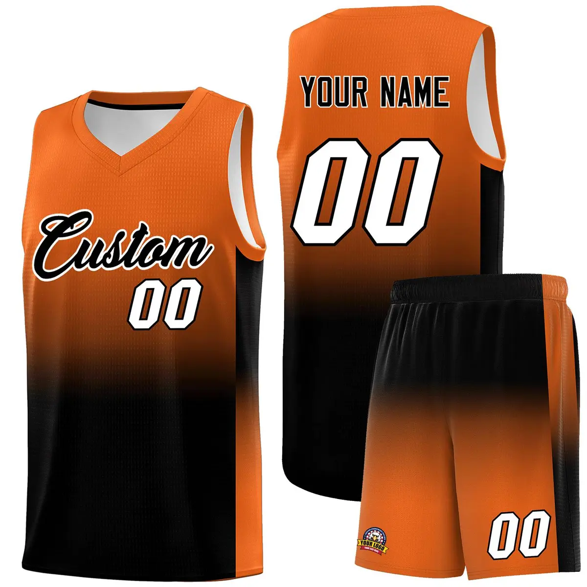 Orange Black Gradient Fashion Basketball Jersey