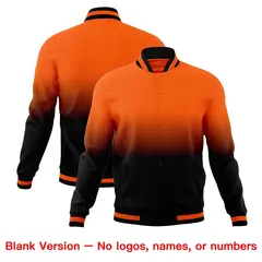 Orange Black Gradient Full-Snap Varsity Letterman Jacket 7