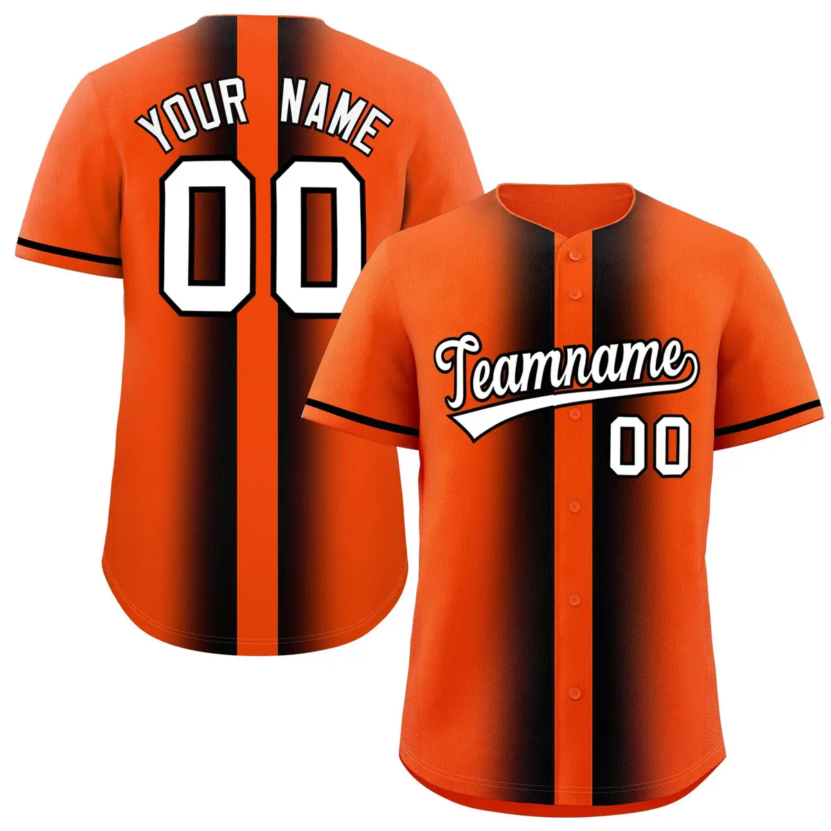 Orange Black Gradient Lapel Fashion Baseball Jersey