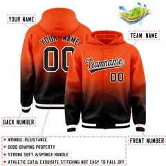 Orange Black Gradient Letterman Varsity Jacket Hoodie 4