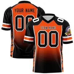 Orange Black Gradient Side Pattern Authentic Football Jersey 1