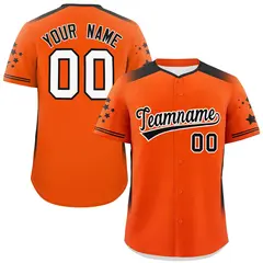 Orange Black Gradient Side Star Pattern Baseball Jersey 1