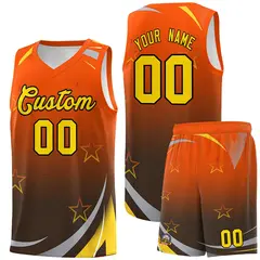 Orange Black Gradient Star Graffiti Basketball Jersey