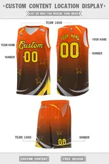 Orange Black Gradient Star Graffiti Basketball Jersey 2
