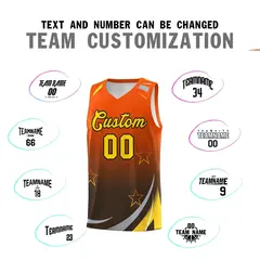 Orange Black Gradient Star Graffiti Basketball Jersey 3
