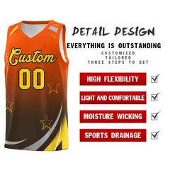 Orange Black Gradient Star Graffiti Basketball Jersey 4