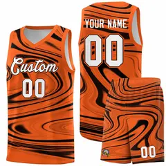 Orange Black Graffiti Fluids Style Basketball Jersey Sets