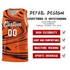 Orange Black Graffiti Fluids Style Basketball Jersey Sets 2
