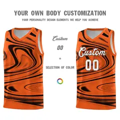 Orange Black Graffiti Fluids Style Basketball Jersey Sets 3