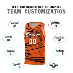 Orange Black Graffiti Fluids Style Basketball Jersey Sets 4