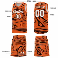 Orange Black Graffiti Fluids Style Basketball Jersey Sets 5