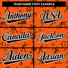 Orange Black Graffiti Pattern Varsity Raglan Letterman Jacket 5