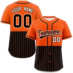 Orange Black Half Stripe Authentic Baseball Jersey 1