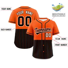 Orange Black Half Stripe Authentic Baseball Jersey 2