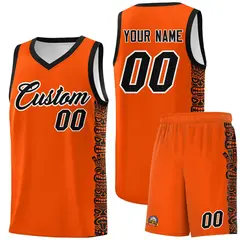 Orange Black Indians Pattern Basketball Uniform Jersey 1