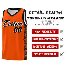 Orange Black Indians Pattern Basketball Uniform Jersey 2