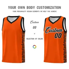 Orange Black Indians Pattern Basketball Uniform Jersey 3