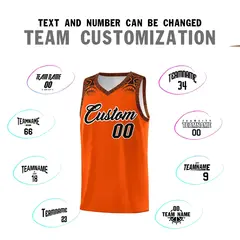 Orange Black Indians Print Sports Basketball Uniform Jersey 4