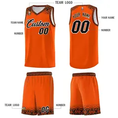 Orange Black Indians Print Sports Basketball Uniform Jersey 5