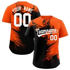Orange Black Ink Pattern Authentic Baseball Jersey 1