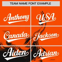 Orange Black Ink Pattern Authentic Baseball Jersey 3