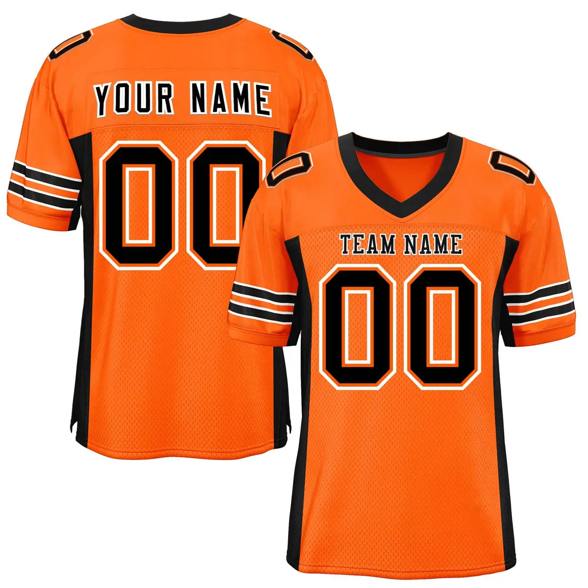 Orange Black Insert Color Mesh Authentic Football Jersey