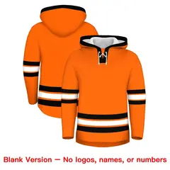 Orange Black Lace-Up Neck Hockey Hoodie Classic Style 7
