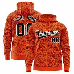 Orange Black Leopard Print Varsity Letterman Jacket Hoodie 1