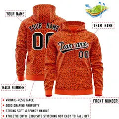 Orange Black Leopard Print Varsity Letterman Jacket Hoodie 4