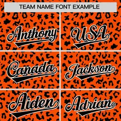 Orange Black Leopard Print Varsity Letterman Jacket Hoodie 5