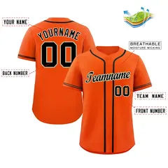 Orange Black-Old Gold Classic Authentic Baseball Jersey 2