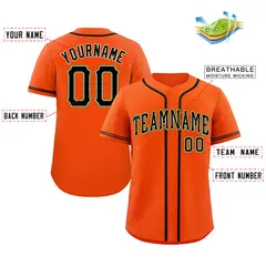 Orange Black-Old Gold Classic Authentic Baseball Jersey 2