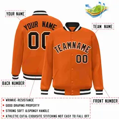 Orange Black-Orange Varsity Full-Snap Letterman Jacket 2