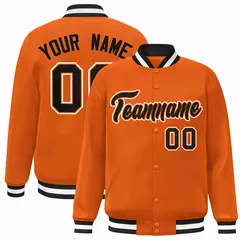 Orange Black-Orange Varsity Full-Snap Letterman Jacket