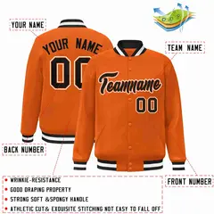 Orange Black-Orange Varsity Full-Snap Letterman Jacket 2