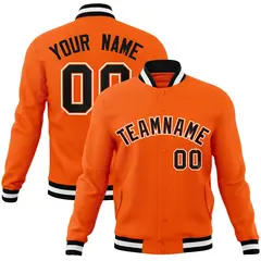 Orange Black-Orange Varsity Full-Snap Letterman Jacket