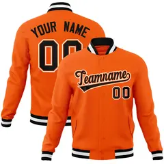 Orange Black-Orange Varsity Full-Snap Letterman Jacket