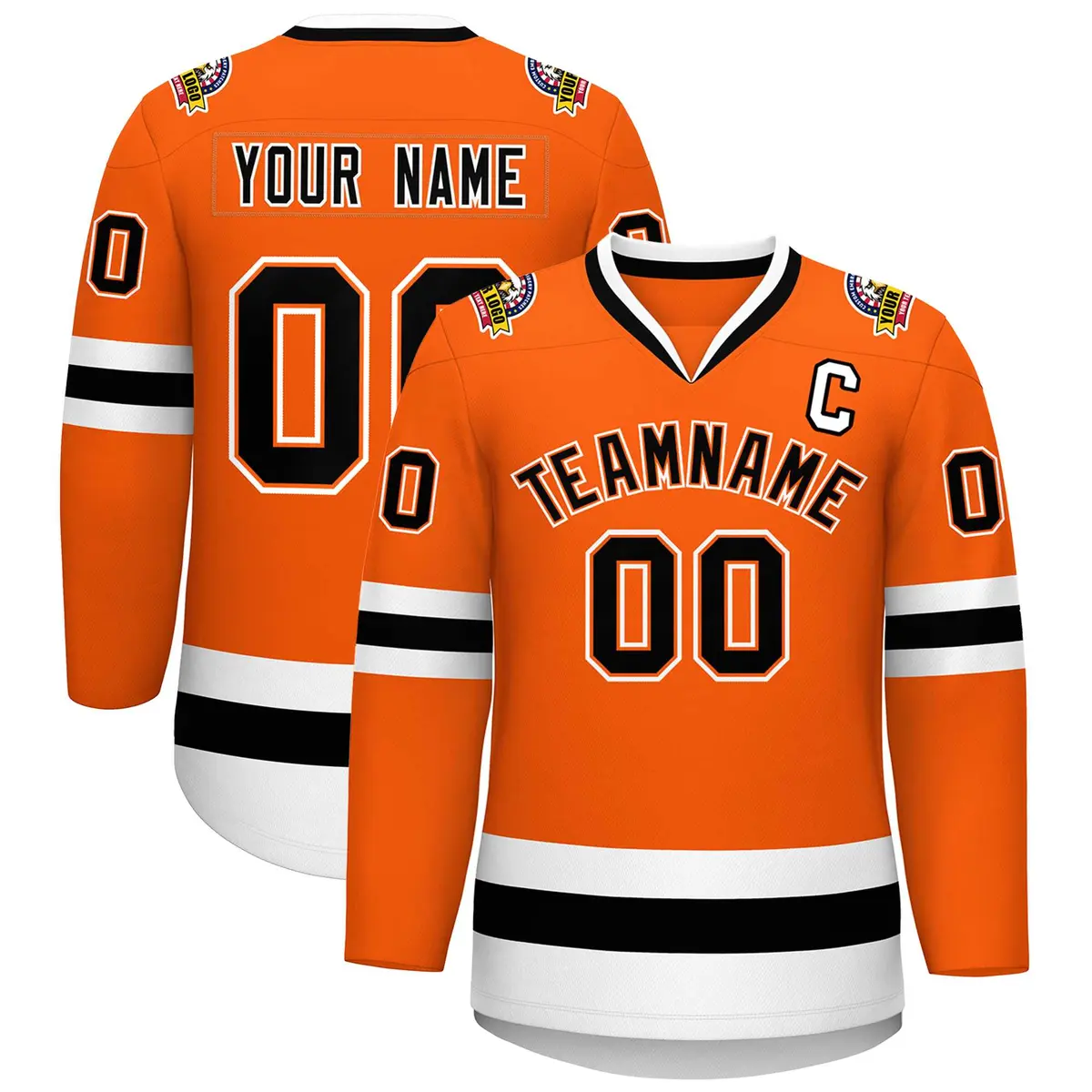 Orange Black Orange-White Classic Style Hockey Jersey