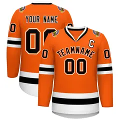 Orange Black Orange-White Classic Style Hockey Jersey