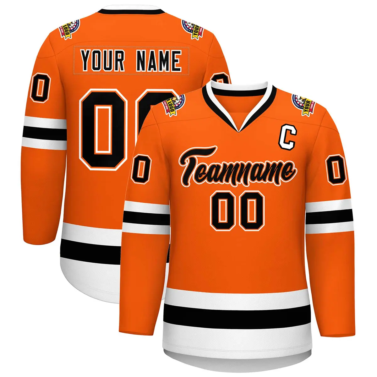 Orange Black Orange-White Classic Style Hockey Jersey