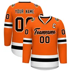 Orange Black Orange-White Classic Style Hockey Jersey 1