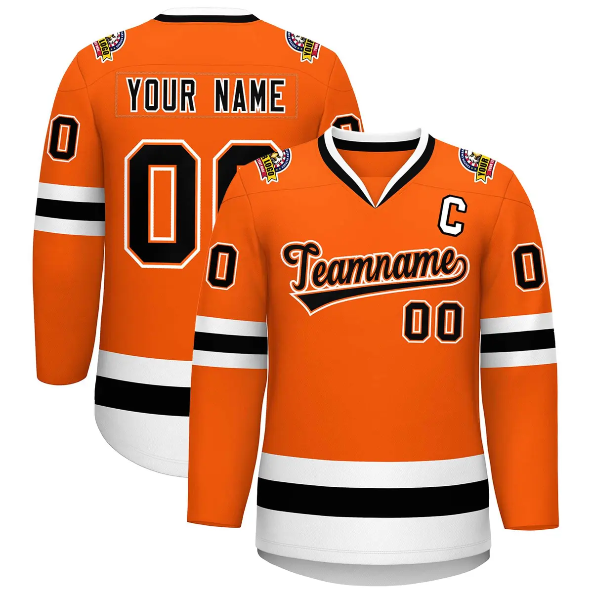Orange Black Orange-White Classic Style Hockey Jersey