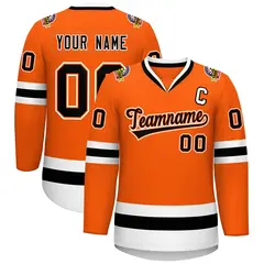 Orange Black Orange-White Classic Style Hockey Jersey 1