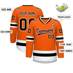 Orange Black Orange-White Classic Style Hockey Jersey 2