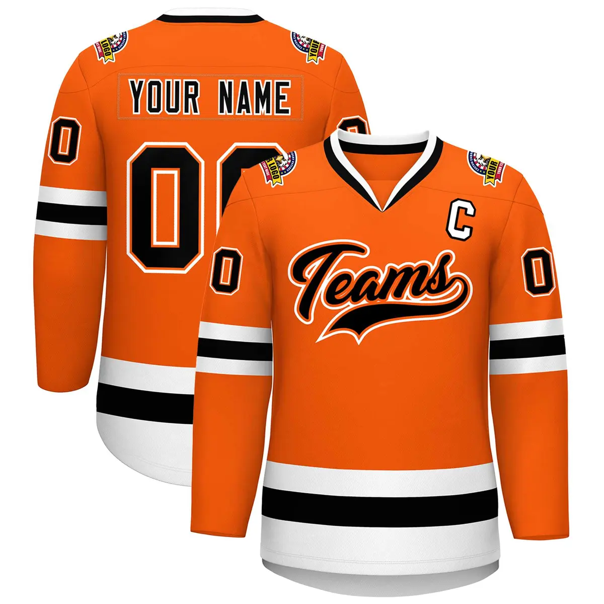 Orange Black Orange-White Classic Style Hockey Jersey