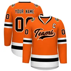 Orange Black Orange-White Classic Style Hockey Jersey 1