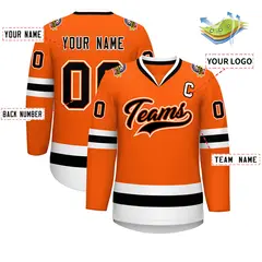 Orange Black Orange-White Classic Style Hockey Jersey 2