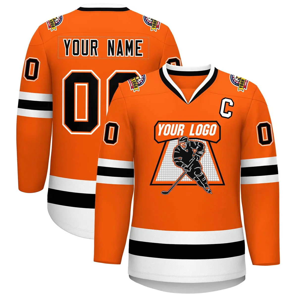 Orange Black Orange-White Classic Style Hockey Jersey