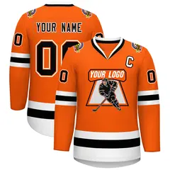 Orange Black Orange-White Classic Style Hockey Jersey 1